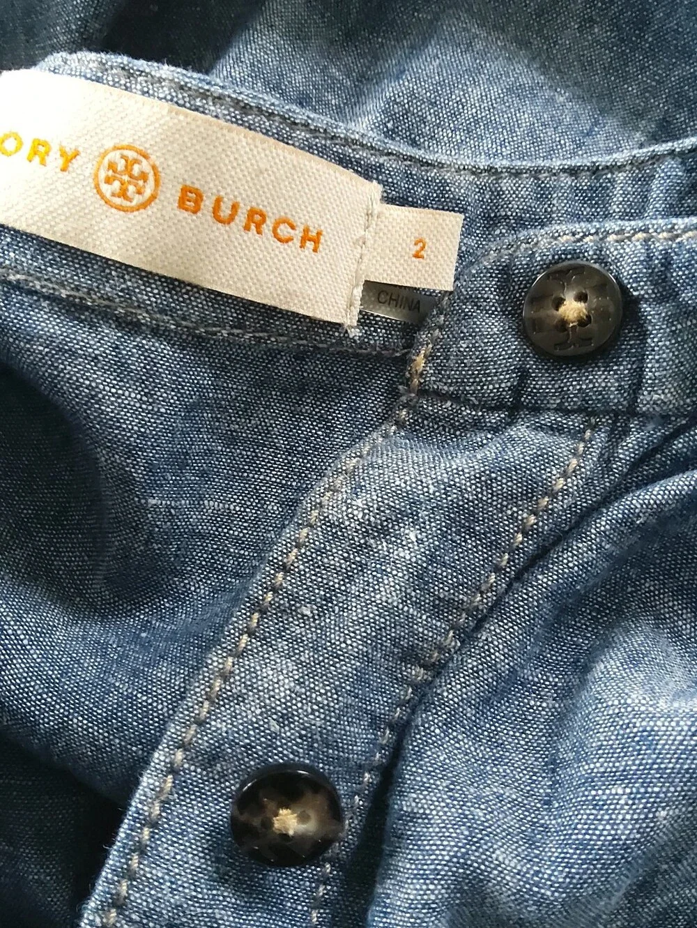 Tory Burch Chambray Button-Front Women's Top - Blue Size 2